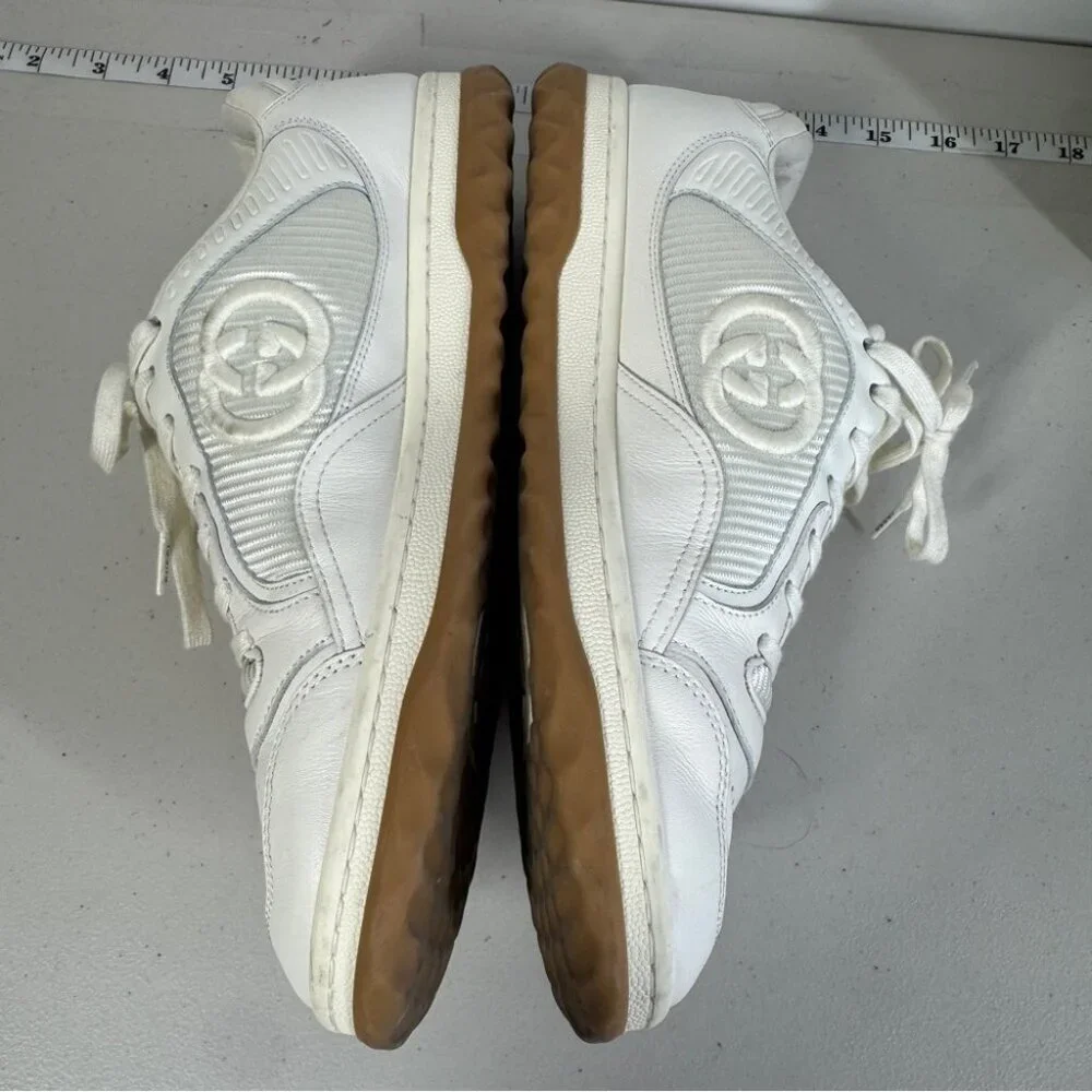 Gucci Ivory MAC 80 Leather Sneakers Size 7 Unisex Embroidered GG Logo Luxury